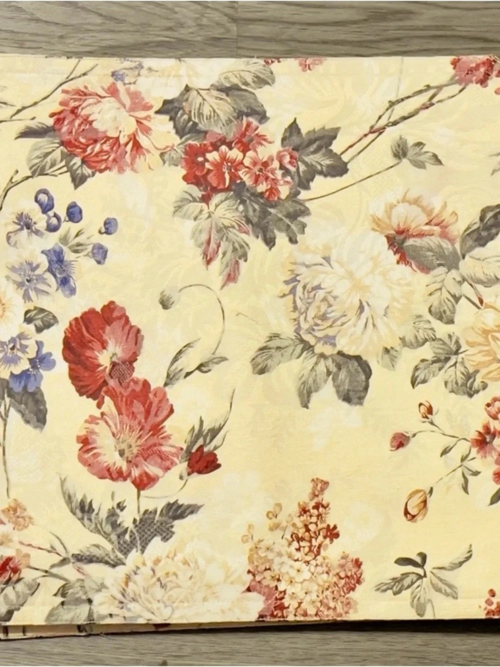 Liz Claiborne Floral Linen Set Placemats Napkins Rambling Rose Cottagecore Vtg